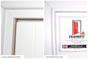 FrameFit fitted to a door frame.